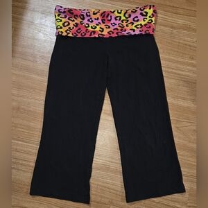 Womens Y2K Vintage Neon Leopard Print Foldover Capris Size Medium
